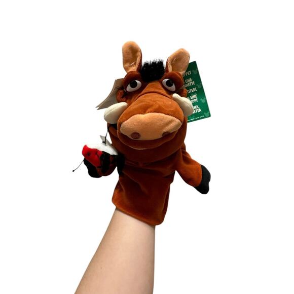 Walt Disney Store The Lion King PUMBAA HAND PUPPET 10" Plush Stuffed Animal Toy - Picture 1 of 8